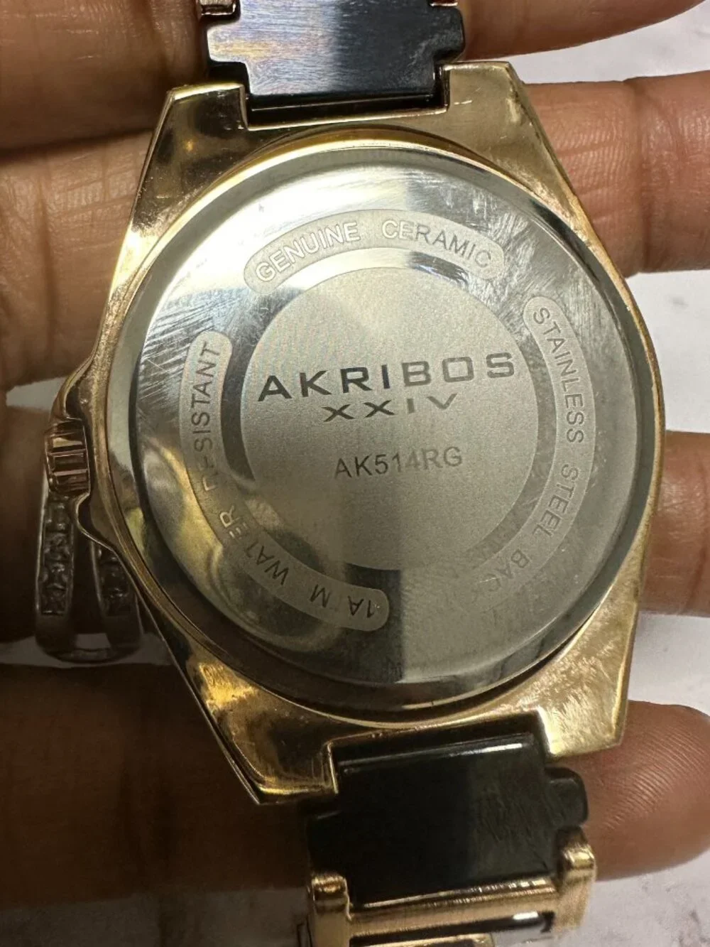 Akribos XXIV Watch Women Rose Gold Tone Black AK514RG New Battery 6.75